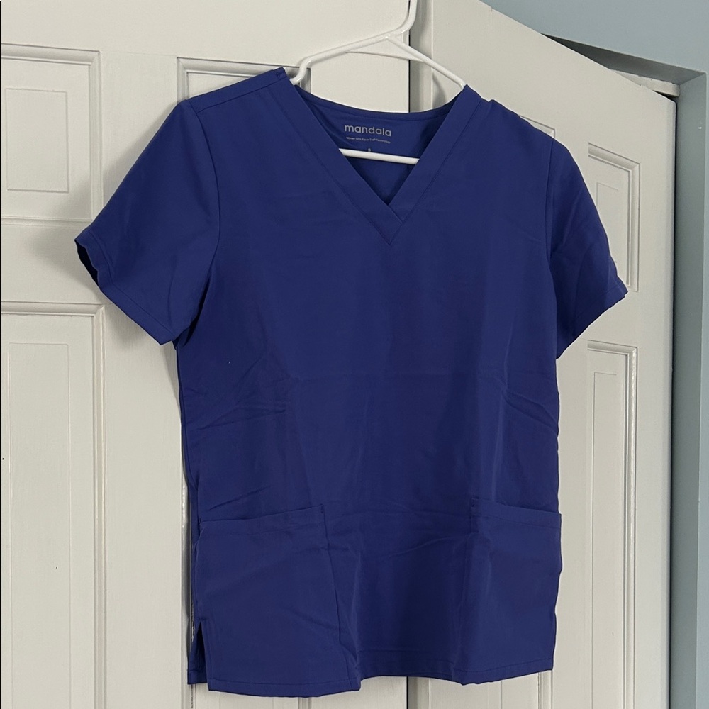 Mandala Women's V-Neck Tunic Top in Royal Blue